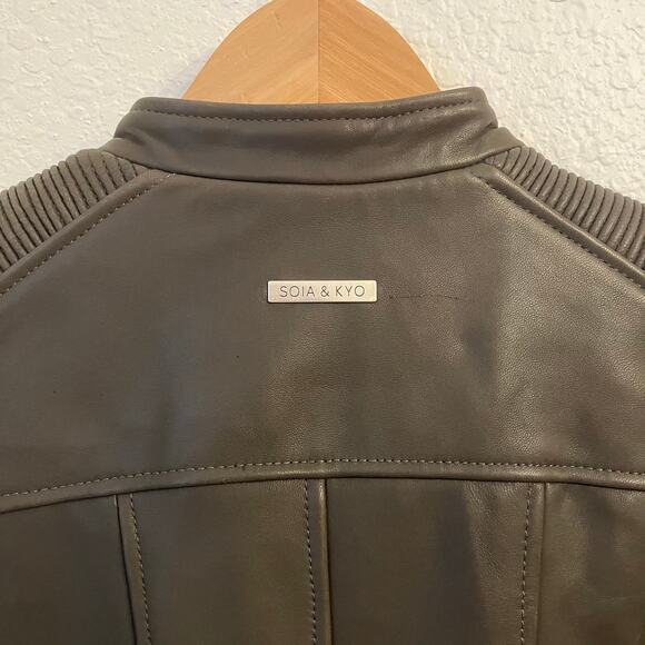 Soia & Kyo Gray Leather Jacket Size Small Genuine Lambskin - Picture 10 of 16